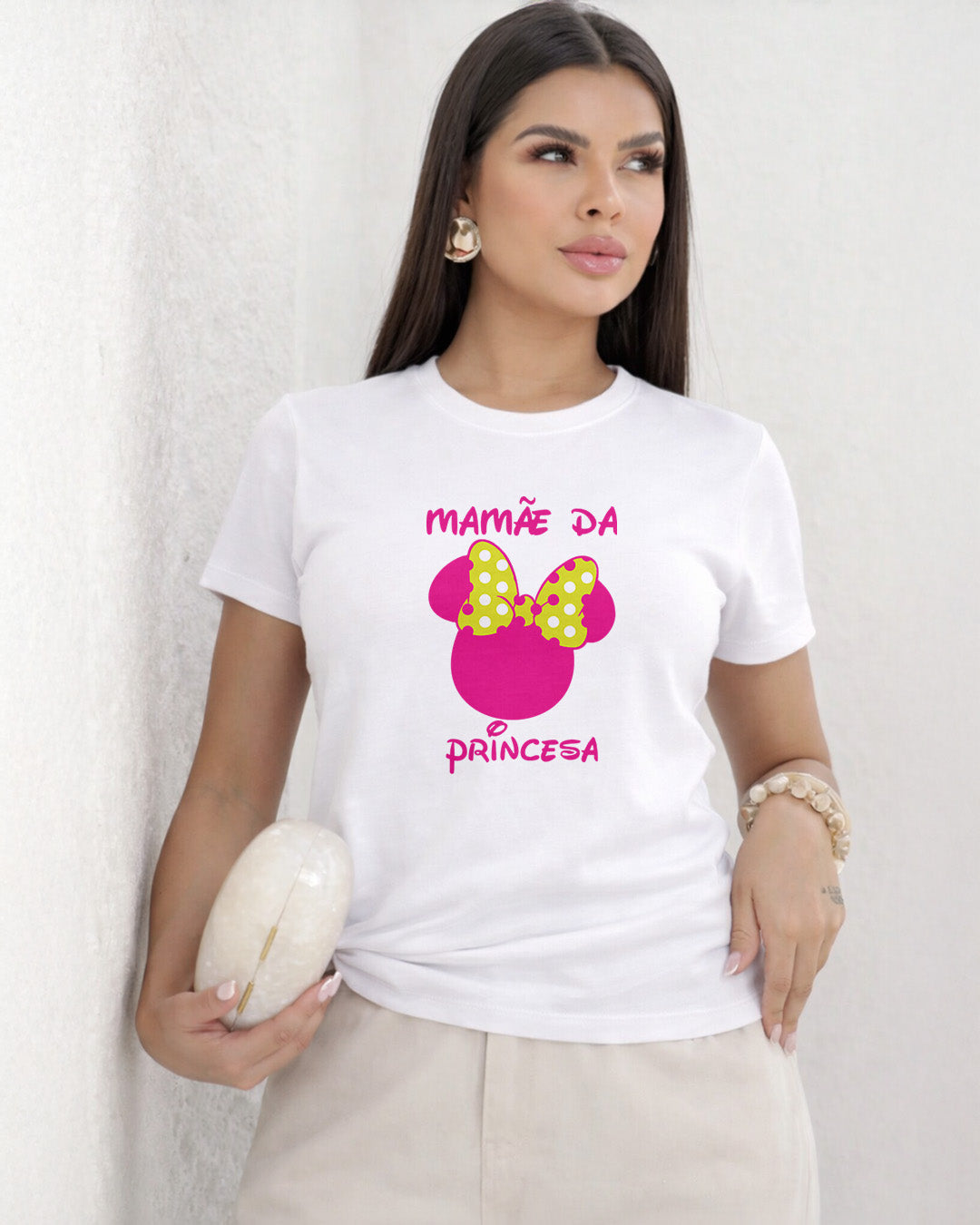 Camiseta Feminina 100% Algodão "Mamãe Da Princesa" Dia Das Mães