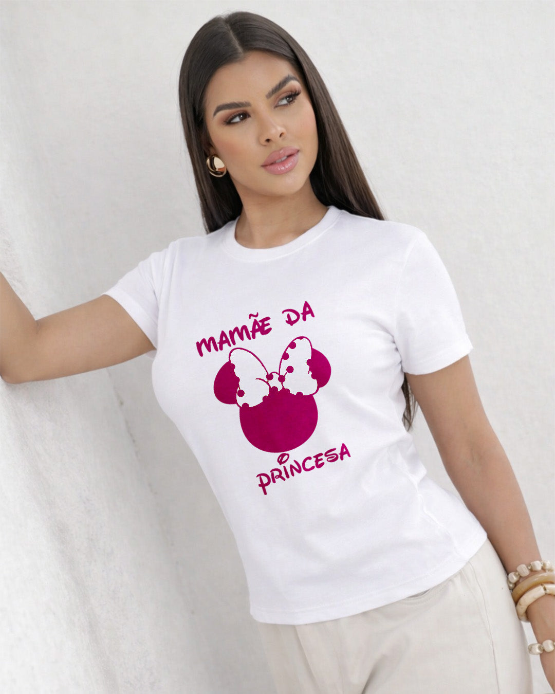 Camiseta Feminina 100% Algodão "Mamãe Da Princesa" Dia Das Mães