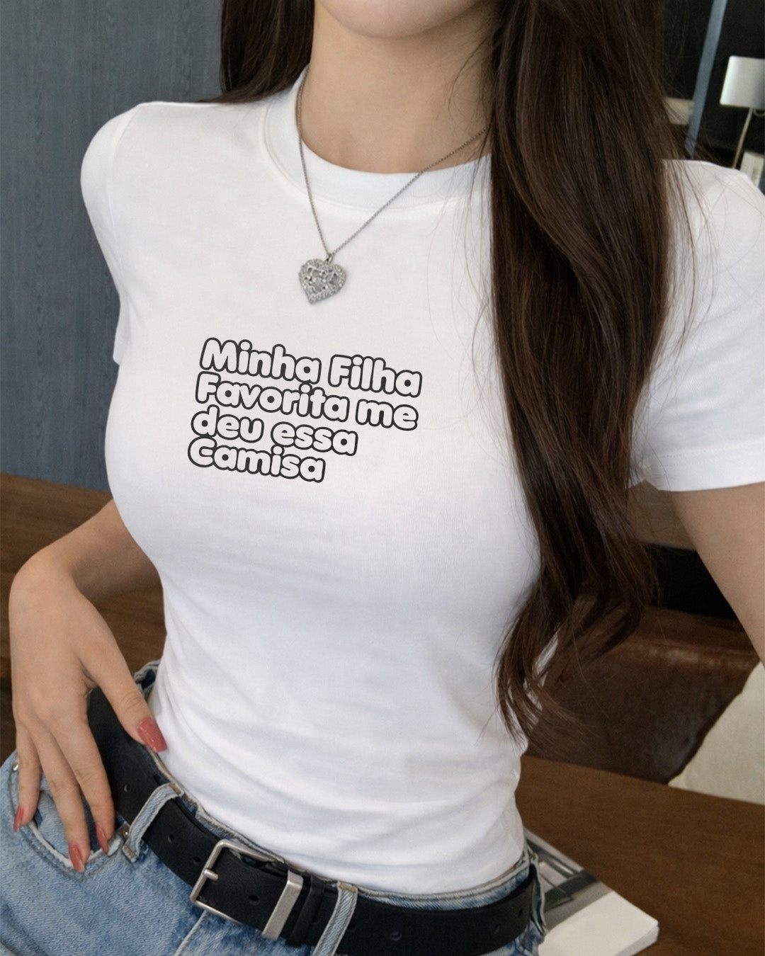 Camiseta Feminina Dia Das Mães "Minha Filha Favorita Me Deu" 100% Algodão