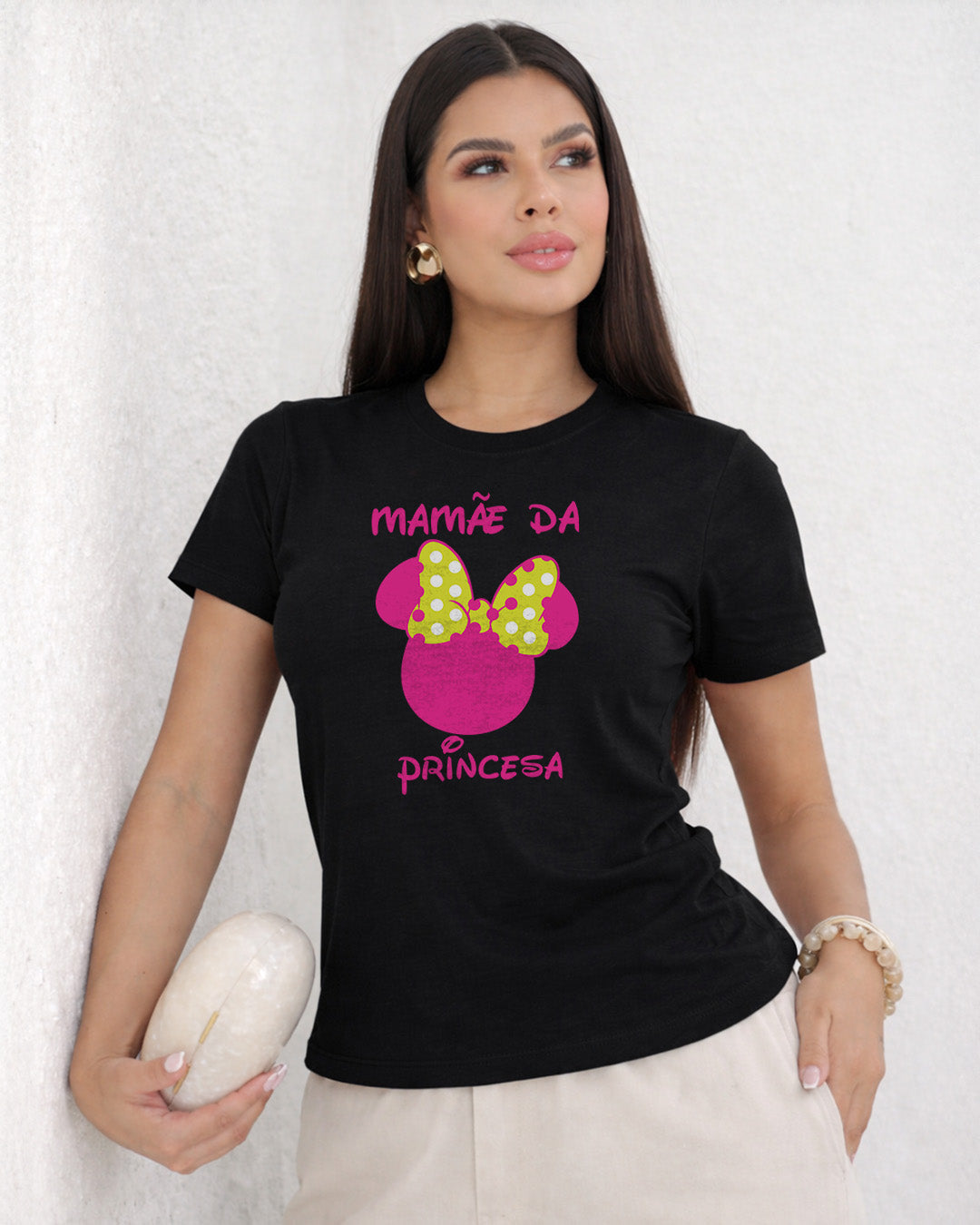 Camiseta Feminina 100% Algodão "Mamãe Da Princesa" Dia Das Mães