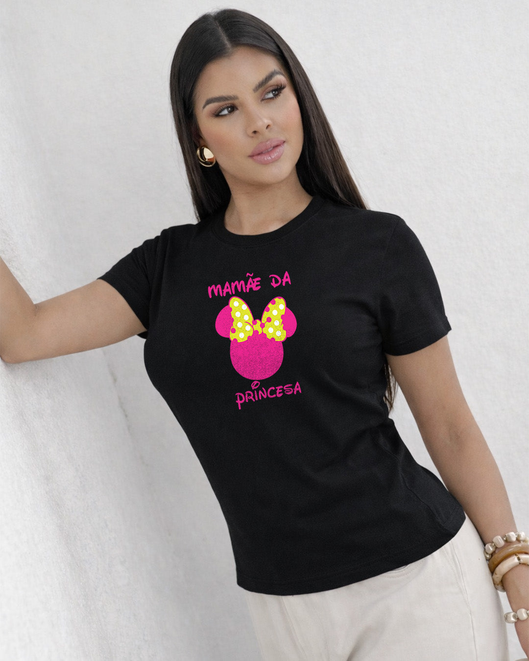 Camiseta Feminina 100% Algodão "Mamãe Da Princesa" Dia Das Mães