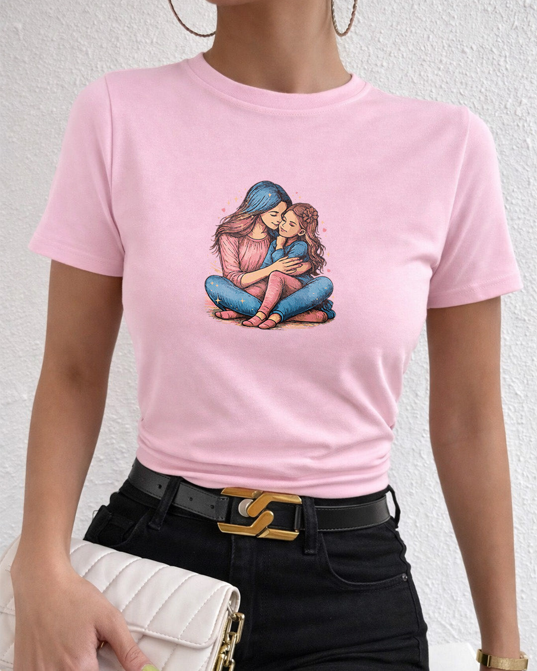 Camiseta 100% Algodão Feminina "Amor De Mãe Em Cada Abraço" Dia Das Mães