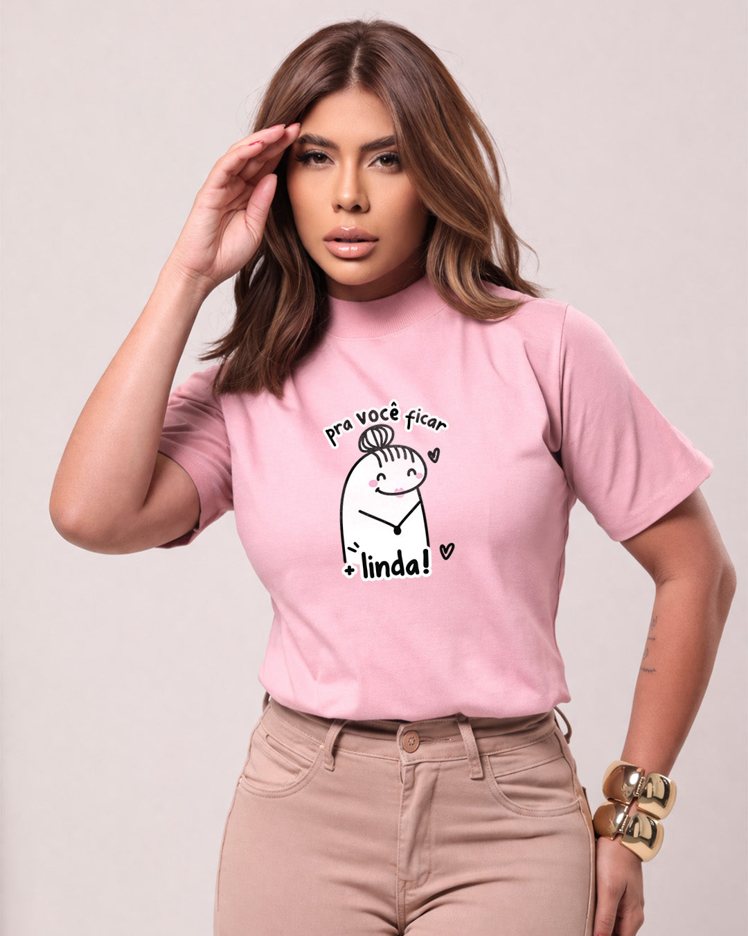 Camiseta Dia Das Mães Feminina 100% Algodão "Pra Você Ficar Mais Linda!"