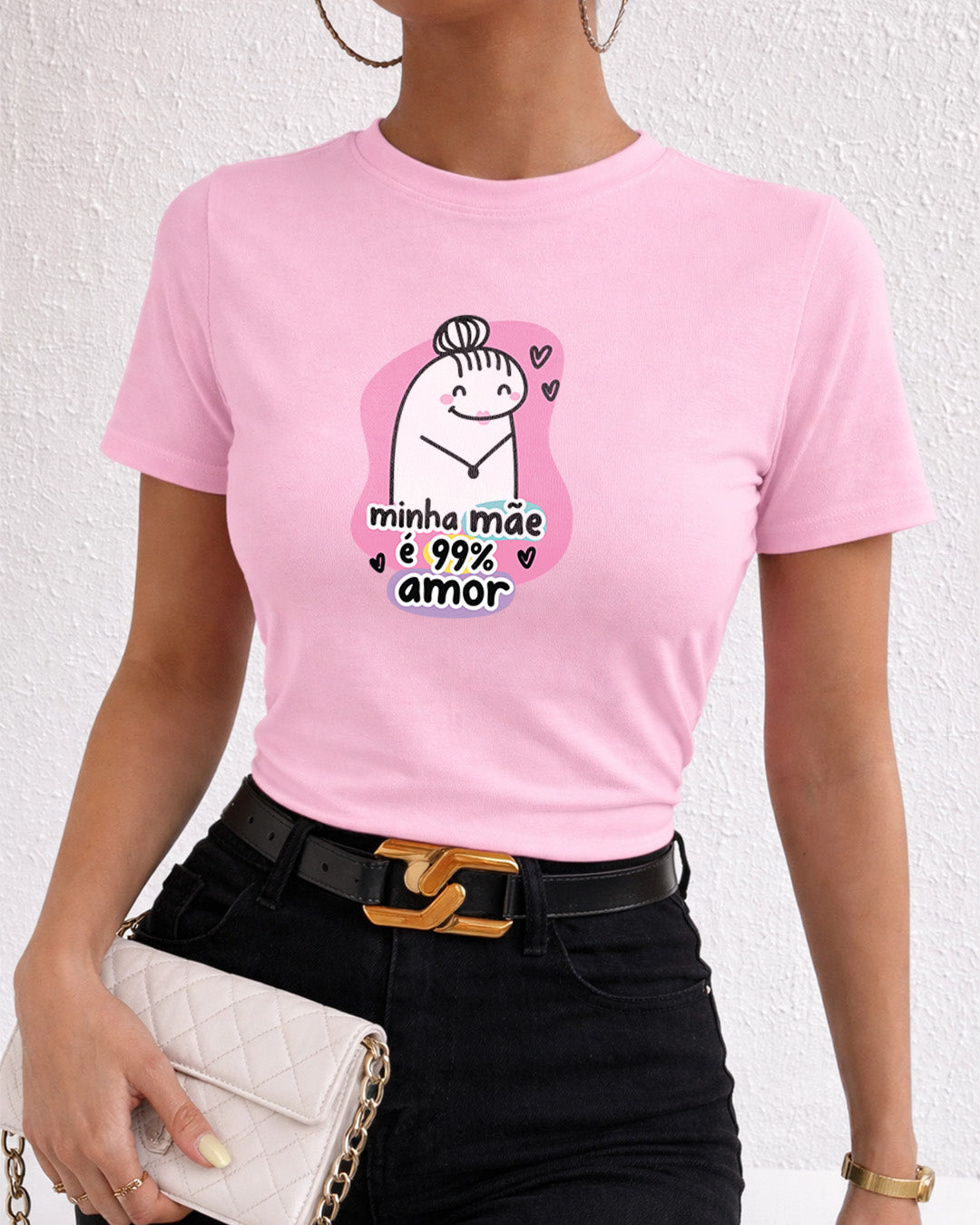Camiseta Feminina "Minha Mãe É 99% Amor" 100% Algodão Dia Das Mães