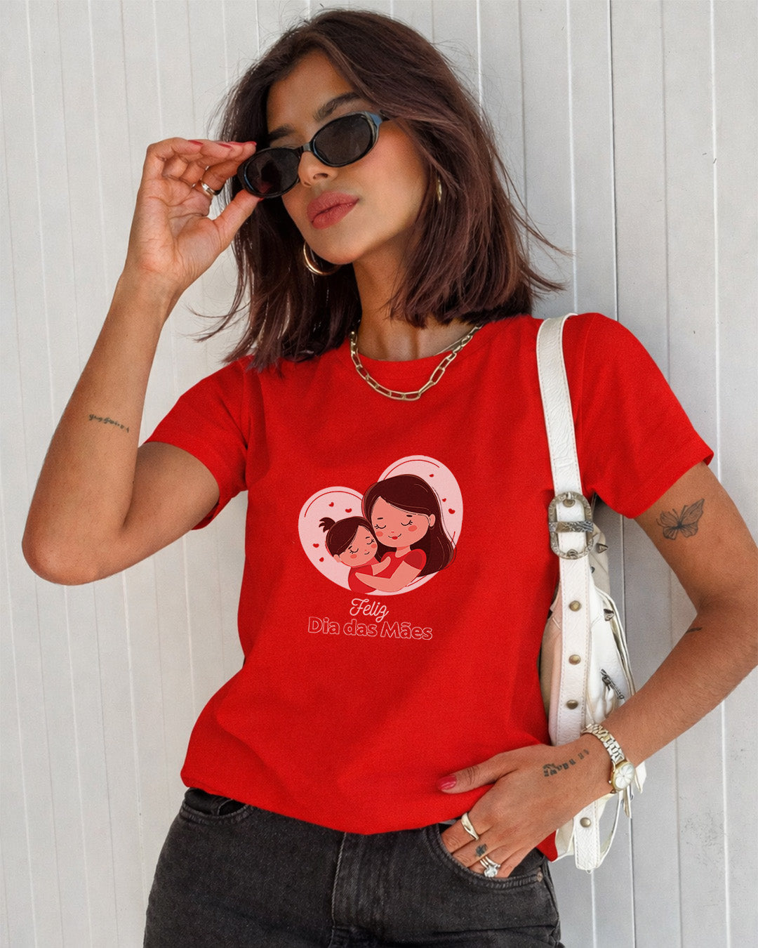 Camiseta Feminina 100% Algodão "Feliz Dia Das Mães Fofo" Dia Das Mães