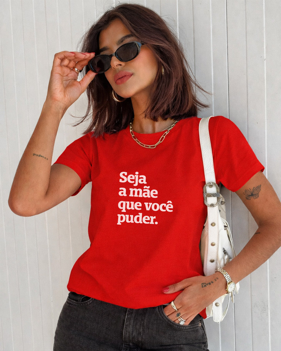 Camiseta 100% Algodão Feminina "Seja A Mãe Que Você Puder" Dia Das Mães