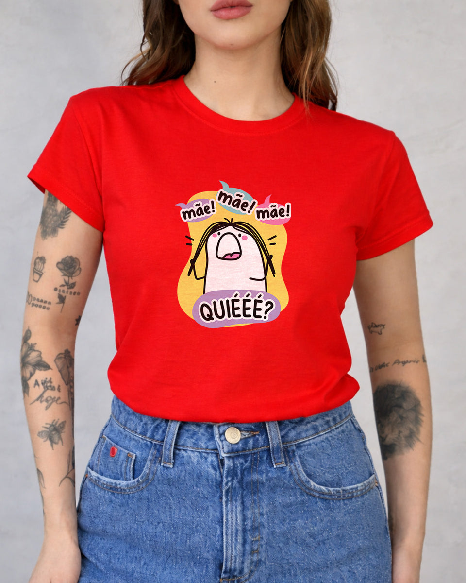 Camiseta 100% Algodão Feminina "Mãe Mãe Mãe Quié" Dia Das Mães