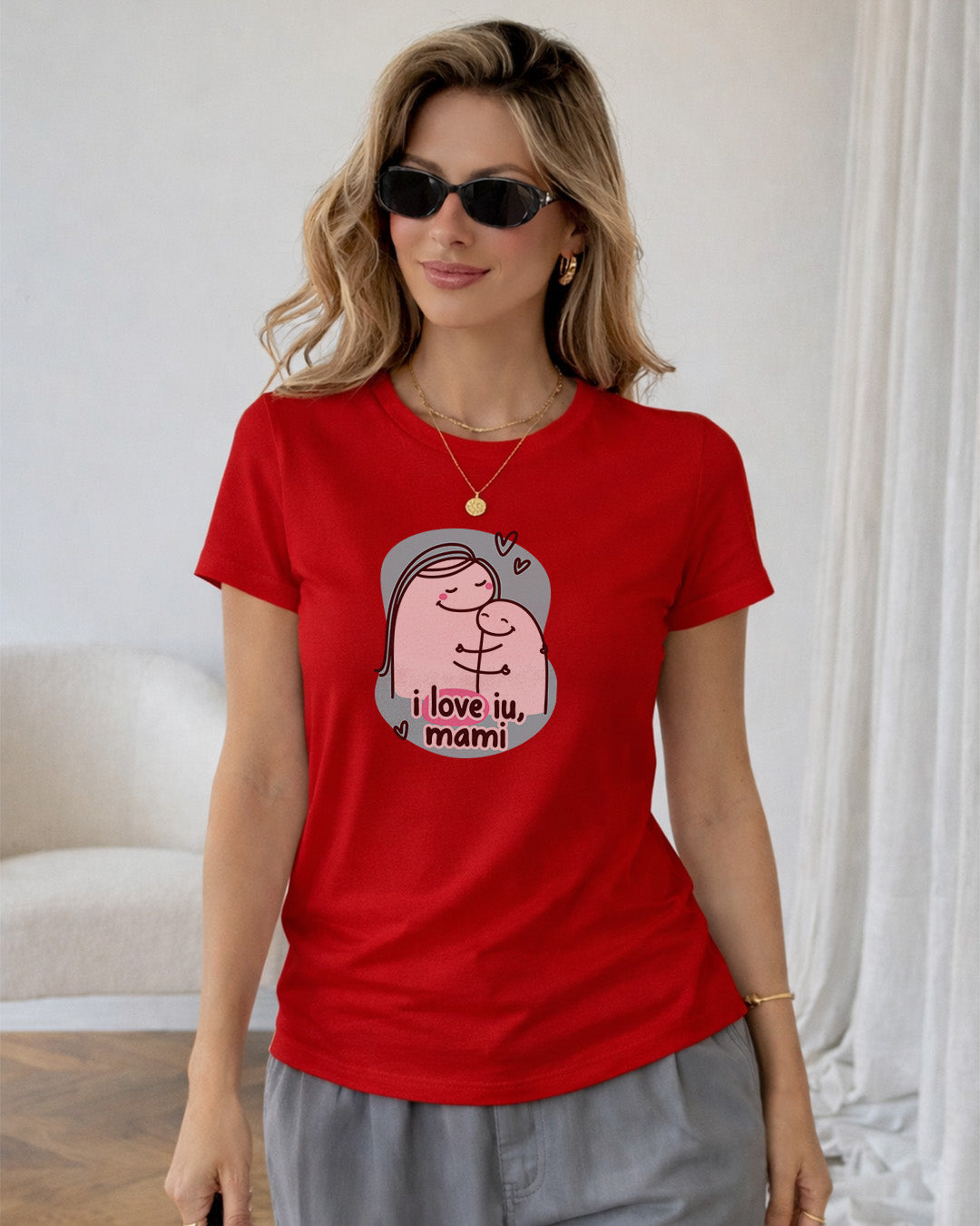 Camiseta Feminina Dia Das Mães "I Love U Mami" 100% Algodão