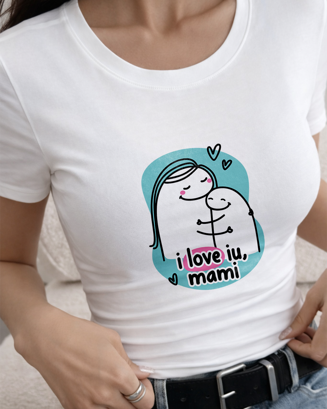 Camiseta Feminina Dia Das Mães "I Love U Mami" 100% Algodão