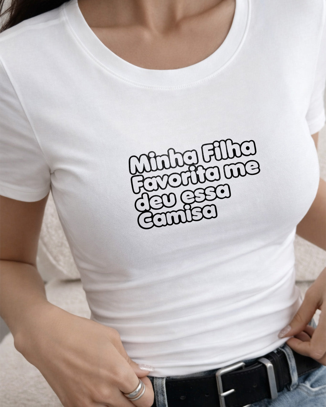 Camiseta Feminina Dia Das Mães "Minha Filha Favorita Me Deu" 100% Algodão