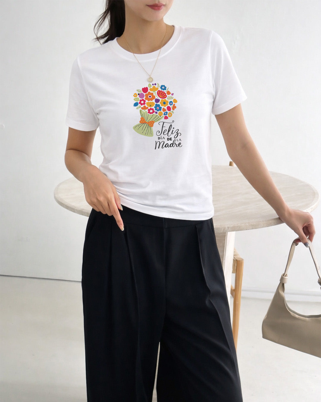 Camiseta Feminina 100% Algodão "Feliz Dia De La Madre" Dia Das Mães