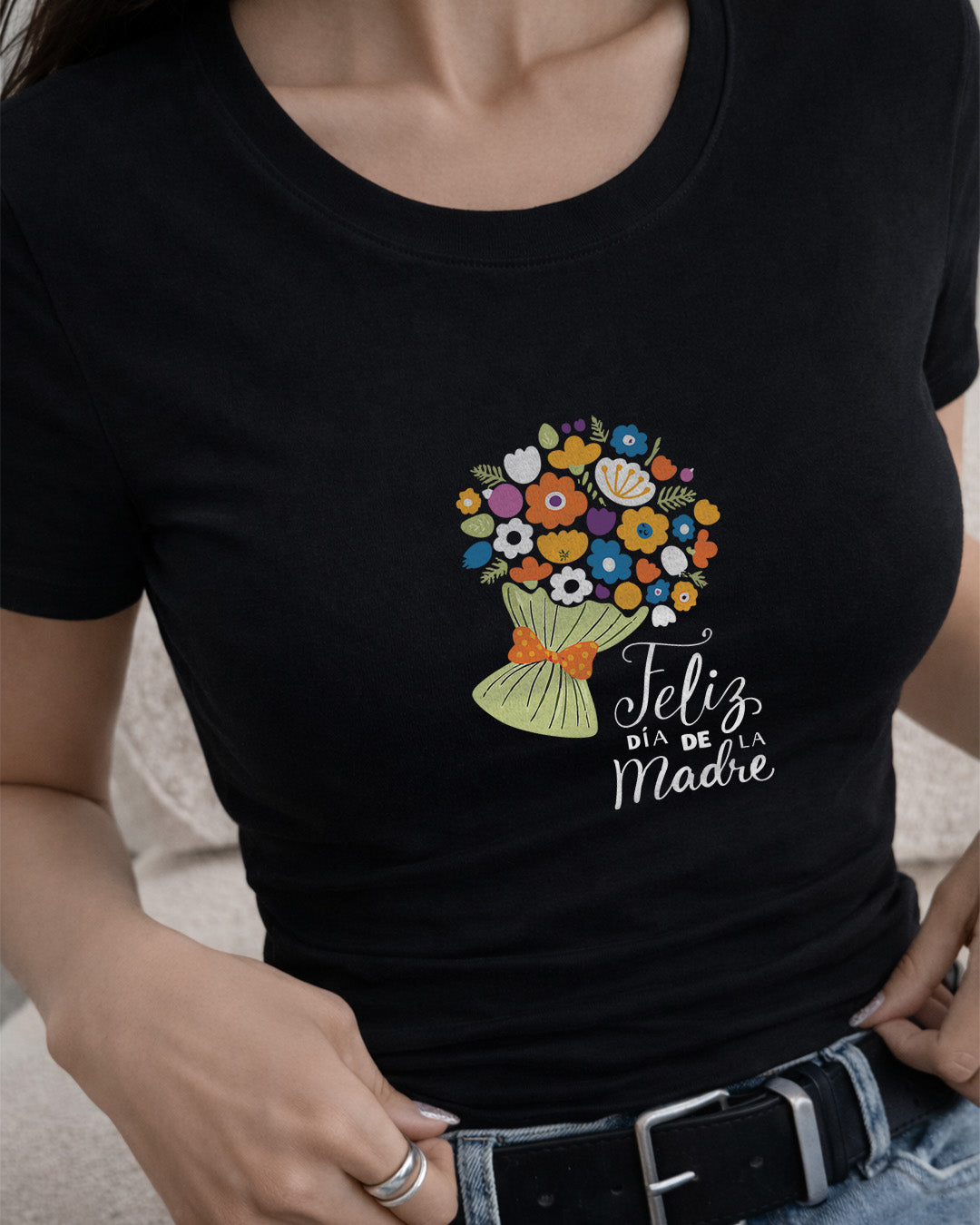 Camiseta Feminina 100% Algodão "Feliz Dia De La Madre" Dia Das Mães
