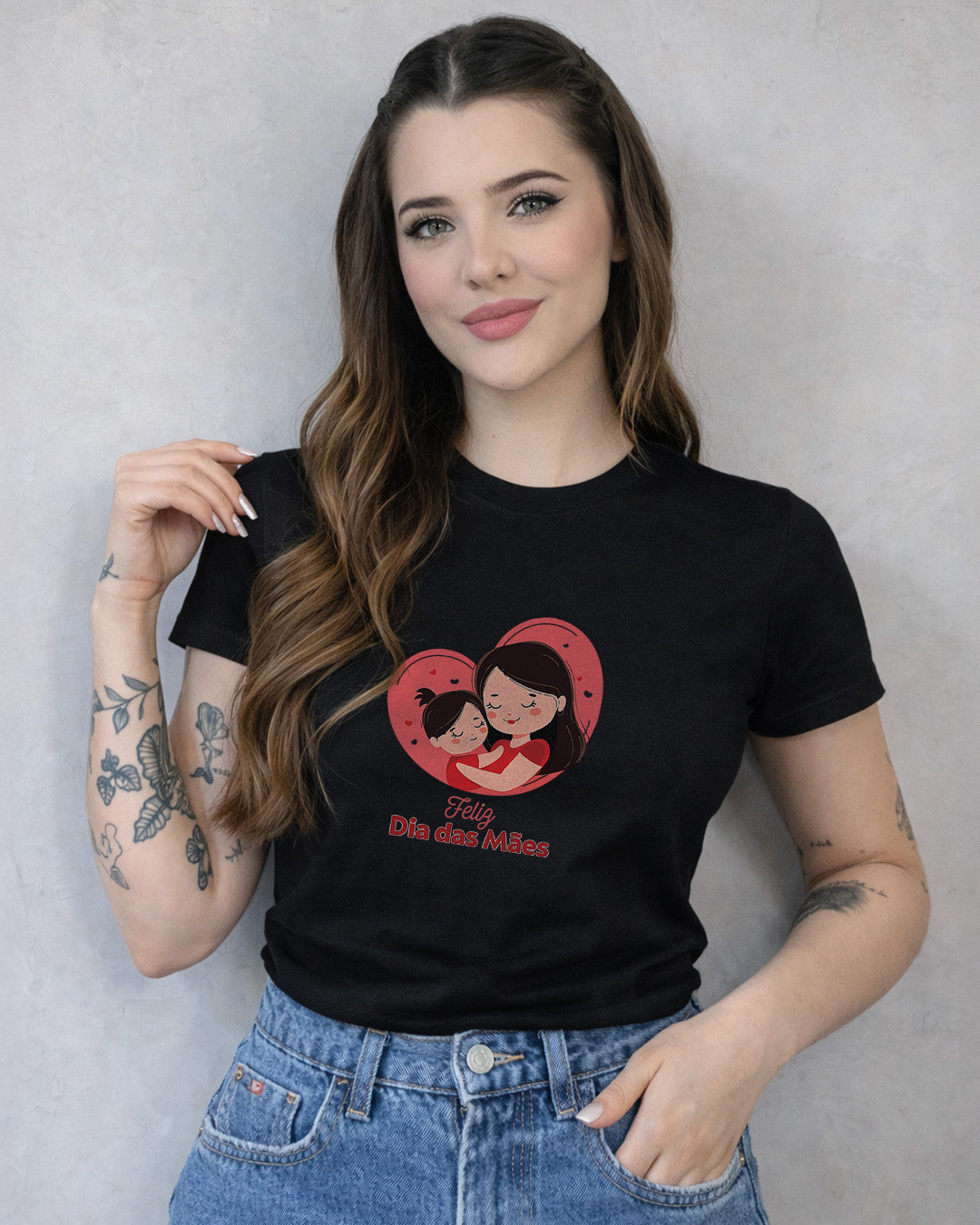 Camiseta Feminina 100% Algodão "Feliz Dia Das Mães Fofo" Dia Das Mães