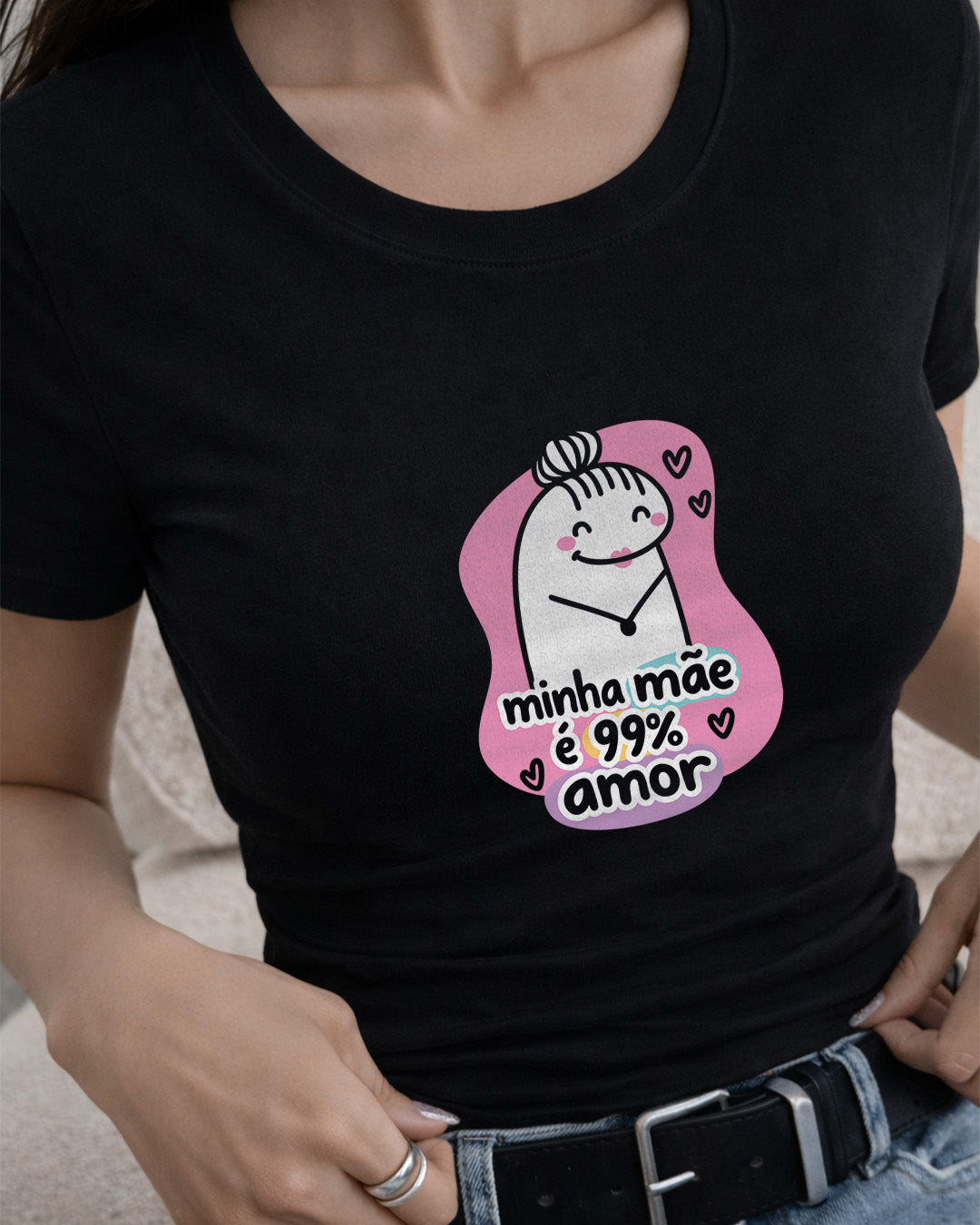 Camiseta 100% Algodão Feminina "Minha Mãe É 99% Amor" Dia Das Mães