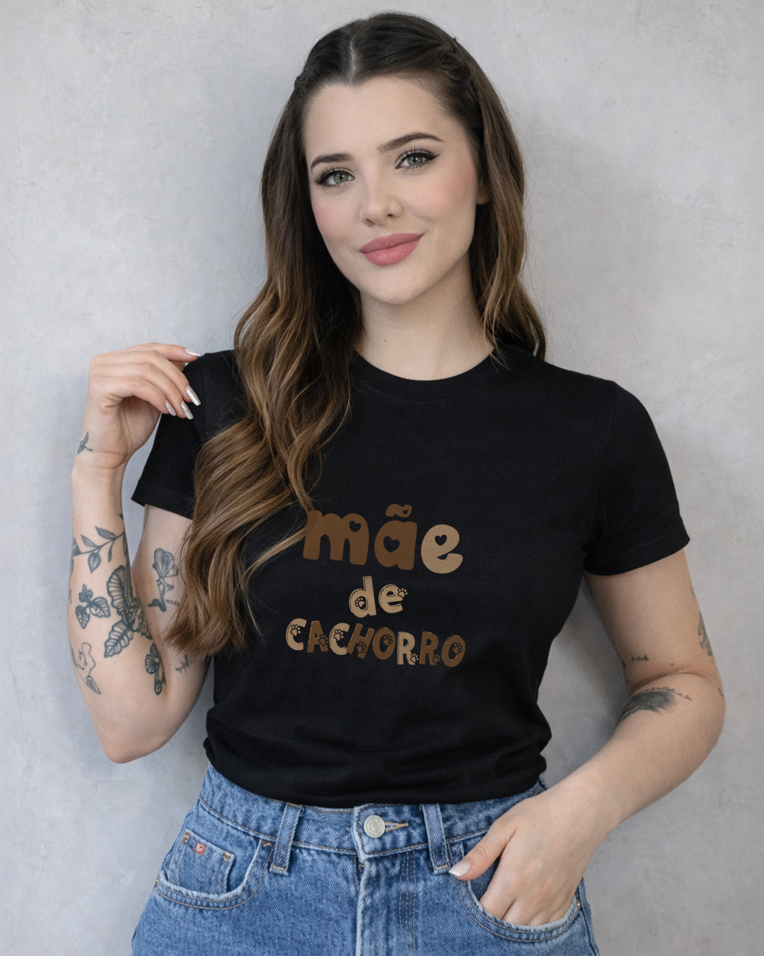 Camiseta 100% Algodão Feminina "Mãe De Cachorro" Dia Das Mães