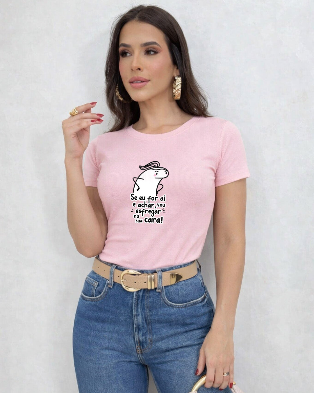 Camiseta Feminina 100% Algodão Frase "E Achar" Dia Das Mães