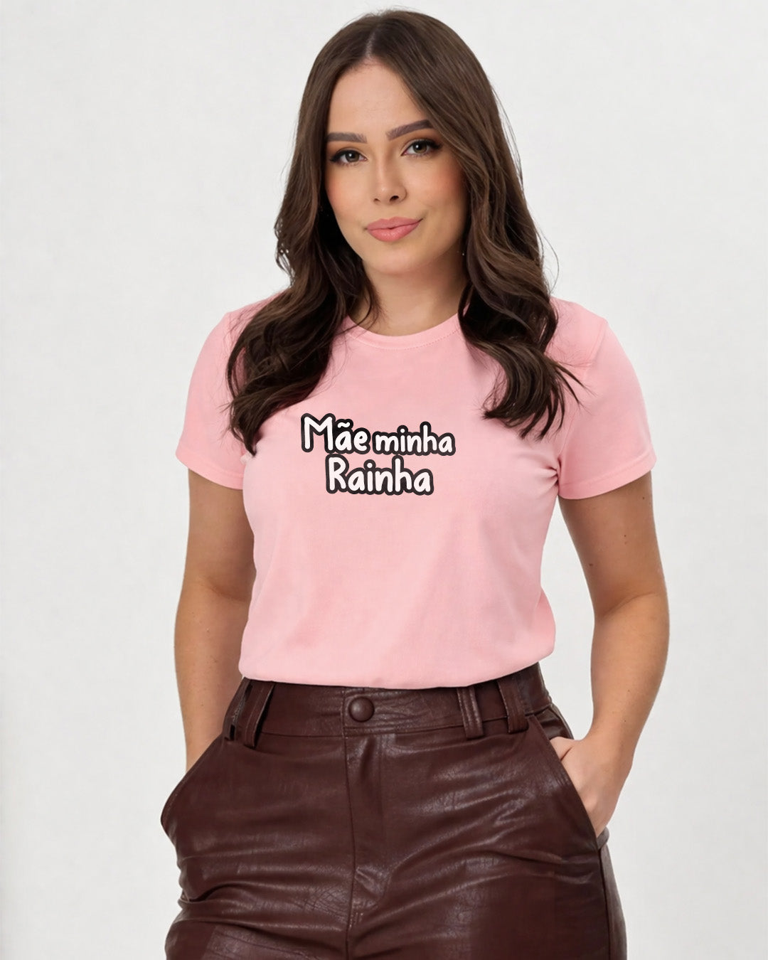 Camiseta 100% Algodão Feminina "Mãe Minha Rainha Especial" Dia Das Mães