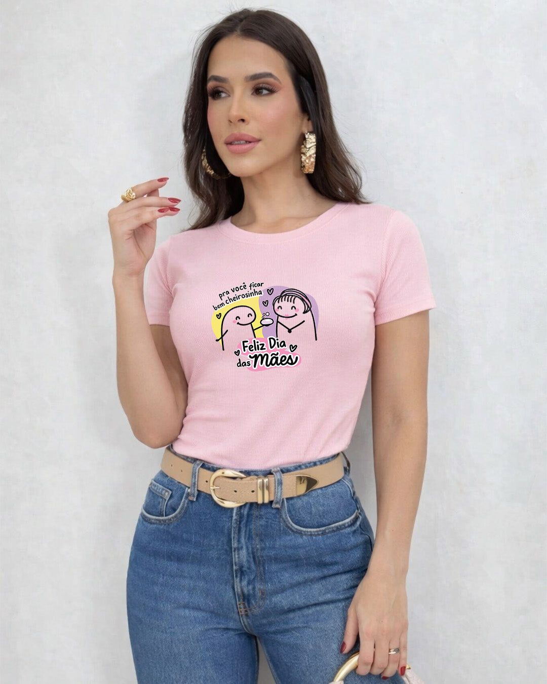 Camiseta 100% Algodão Feminina "Feliz Dia Das Mães Cheirosinha" Dia Das Mães