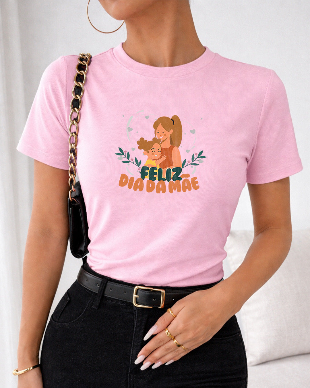 Camiseta Dia Das Mães Feminina "Feliz Dia Da Mãe" 100% Algodão