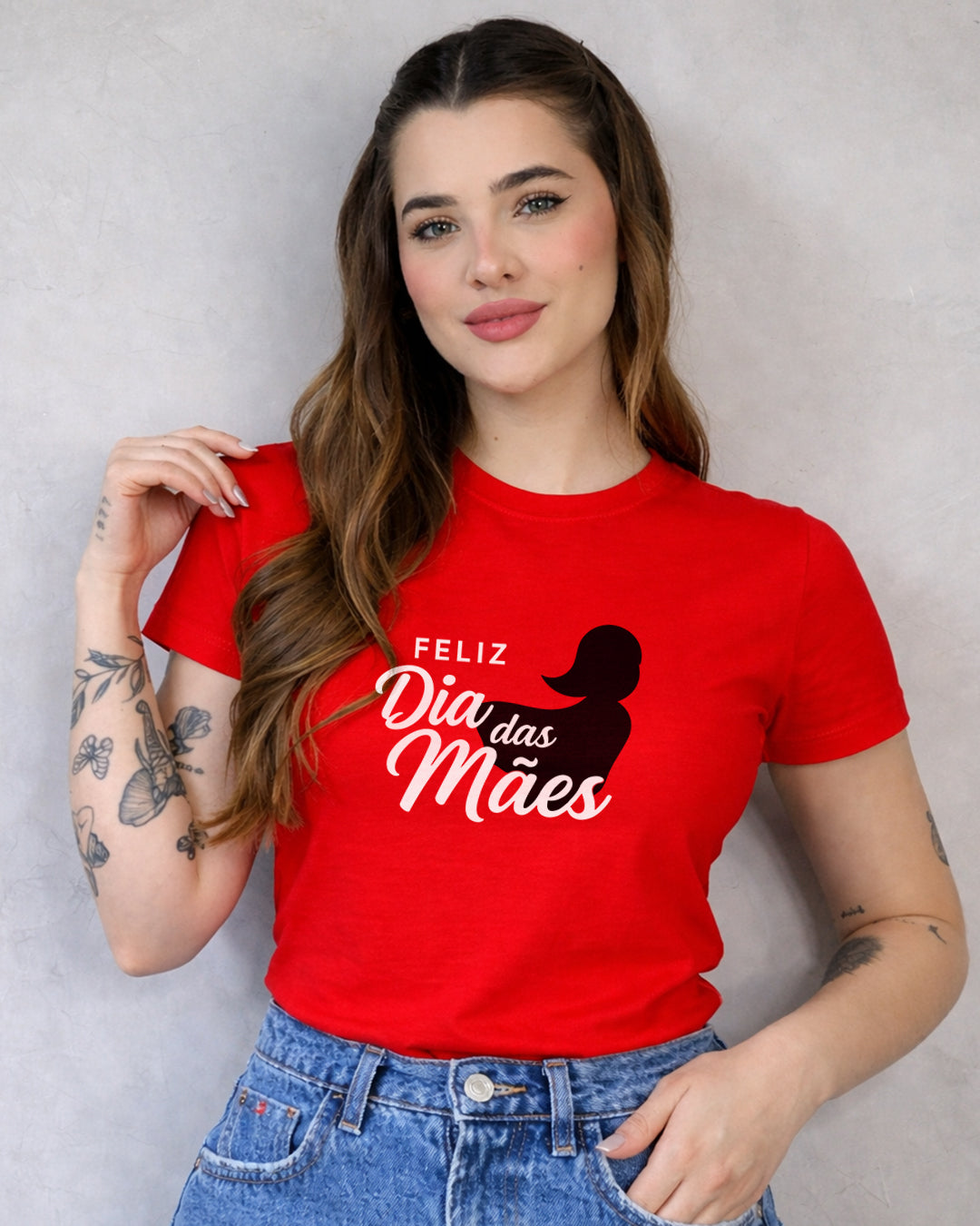 Camiseta 100% Algodão Feminina "Feliz Dia Das Mães" Dia Das Mães