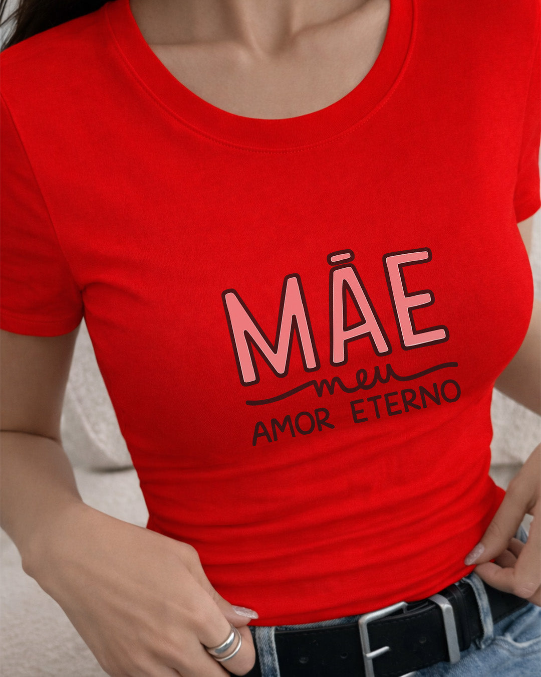 Camiseta 100% Algodão Feminina "Mãe Meu Amor Eterno" Dia Das Mães