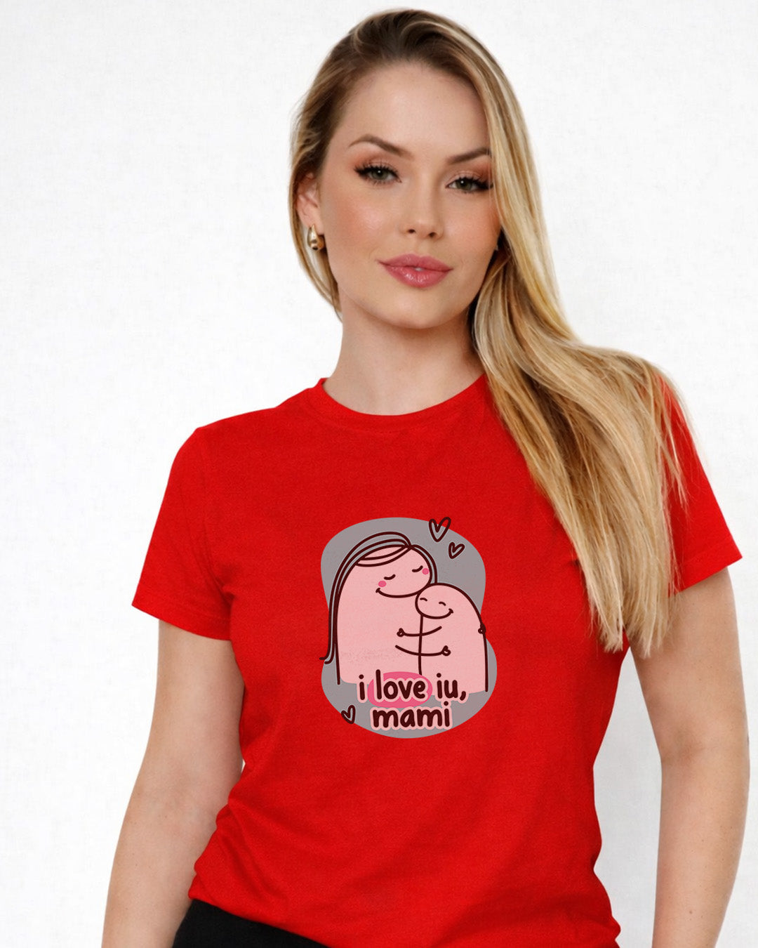 Camiseta Feminina Dia Das Mães "I Love U Mami" 100% Algodão