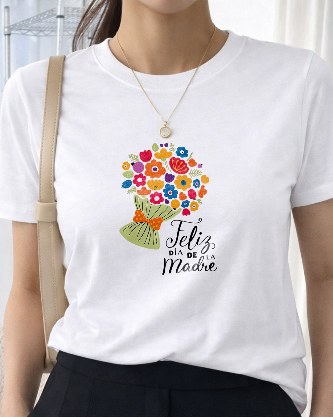 Camiseta Feminina 100% Algodão "Feliz Dia De La Madre" Dia Das Mães