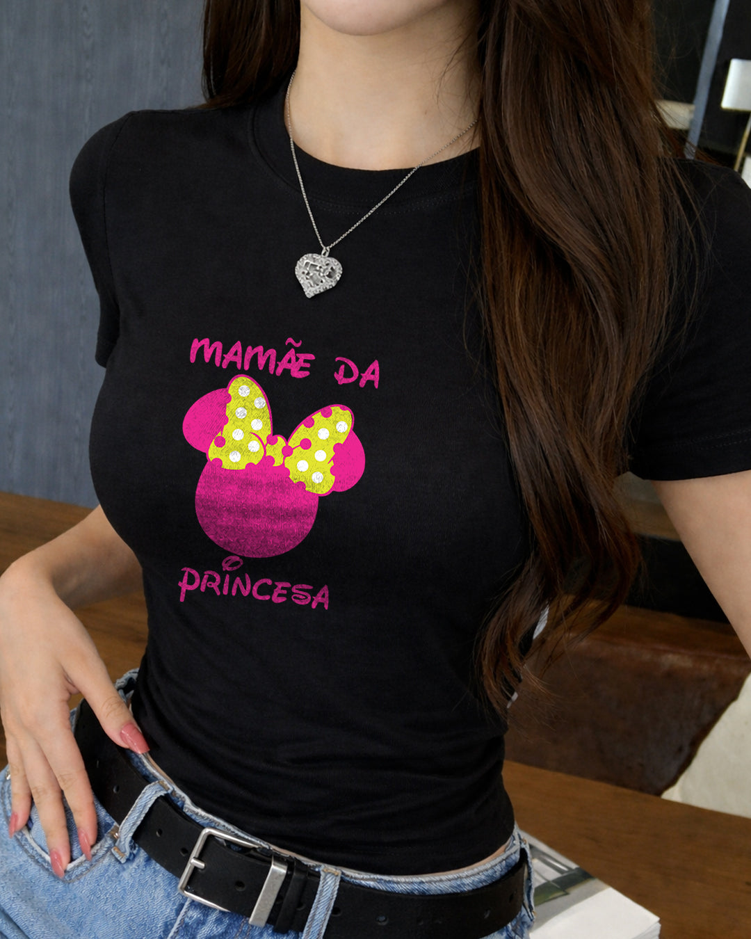 Camiseta Feminina 100% Algodão "Mamãe Da Princesa" Dia Das Mães