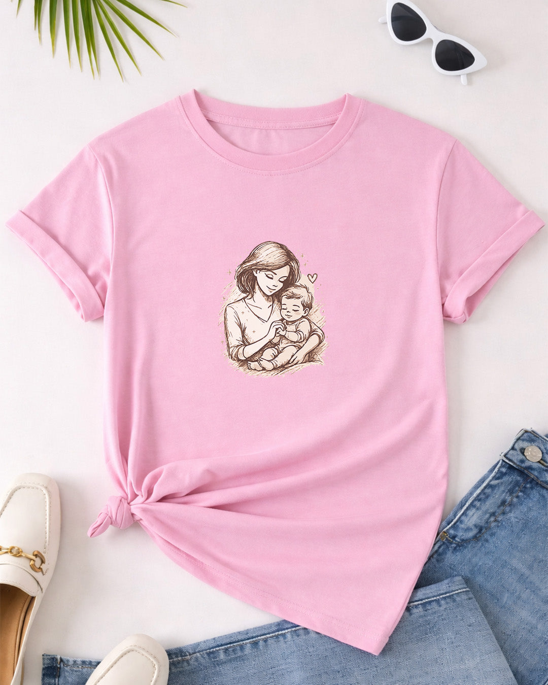 Camiseta Feminina Dia Das Mães "Amor De Mãe Em Cada Abraço" 100% Algodão
