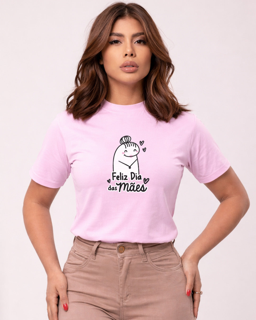 Camiseta Feminina 100% Algodão "Feliz Dia Das Mães Alegre" Dia Das Mães