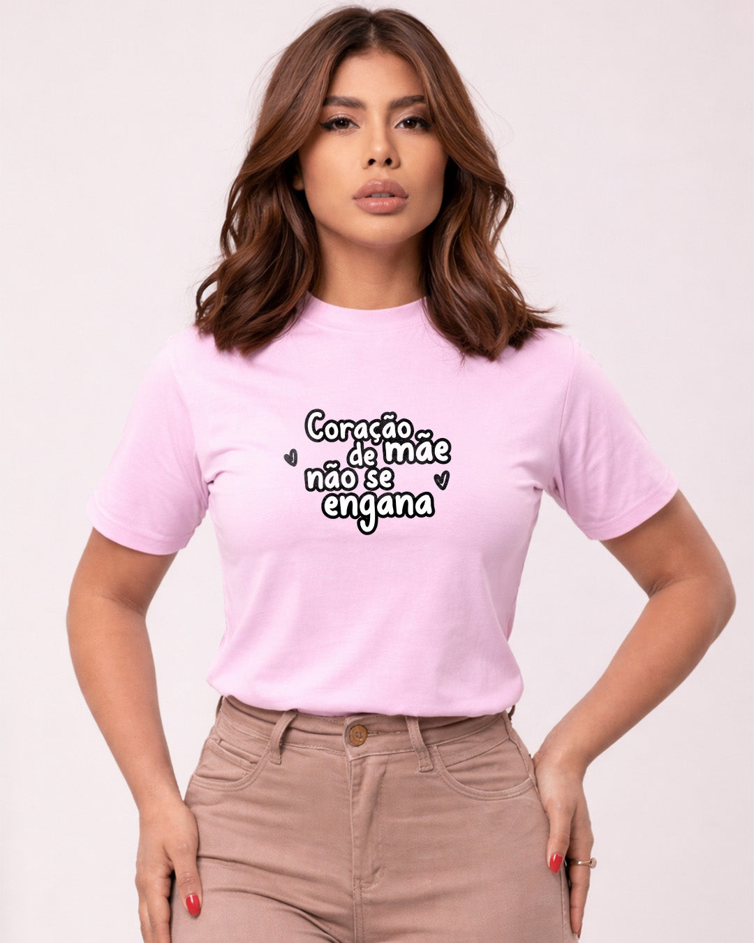 Camiseta 100% Algodão Feminina "O Coração De Mãe" Dia Das Mães