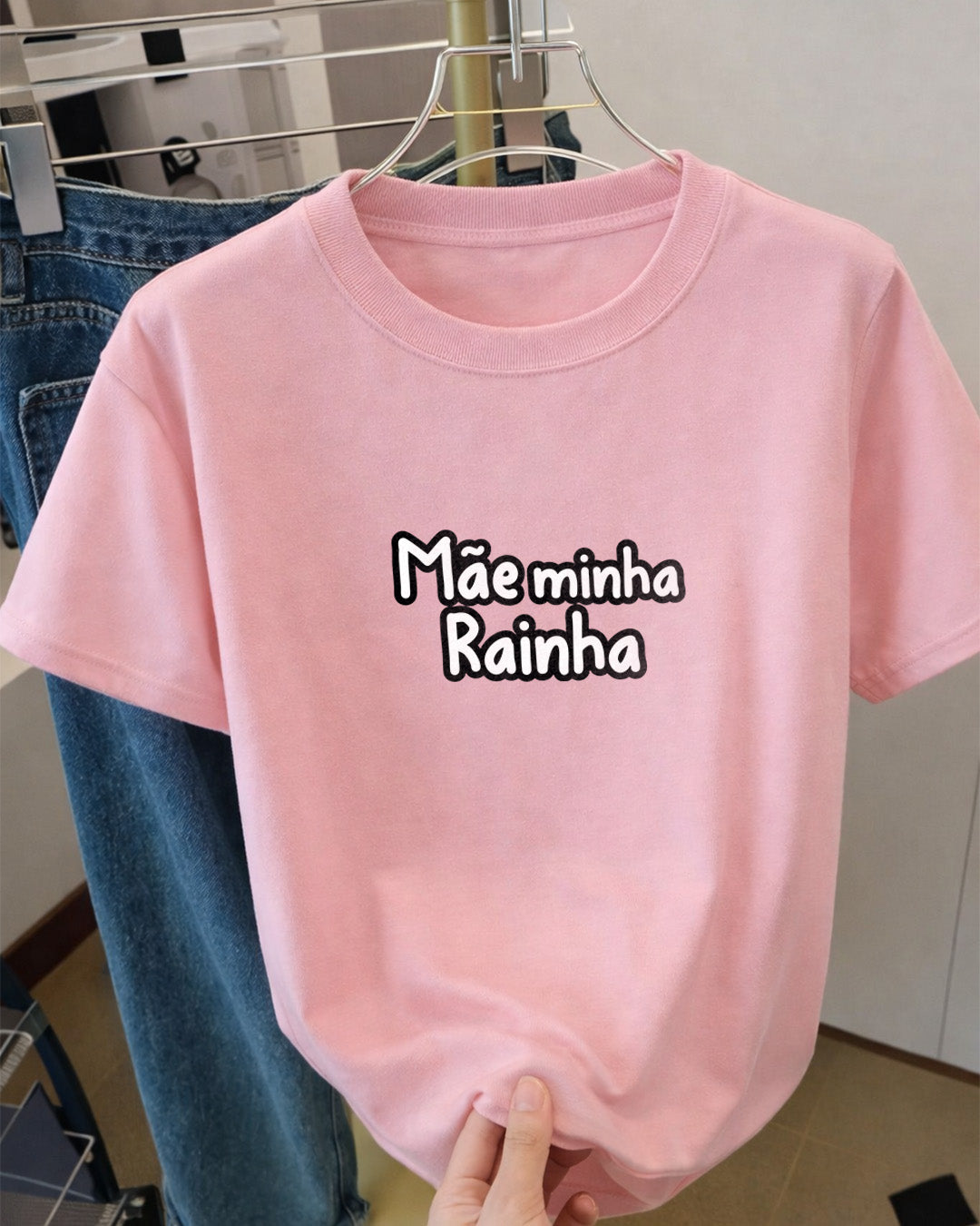 Camiseta 100% Algodão Feminina "Mãe Minha Rainha Especial" Dia Das Mães