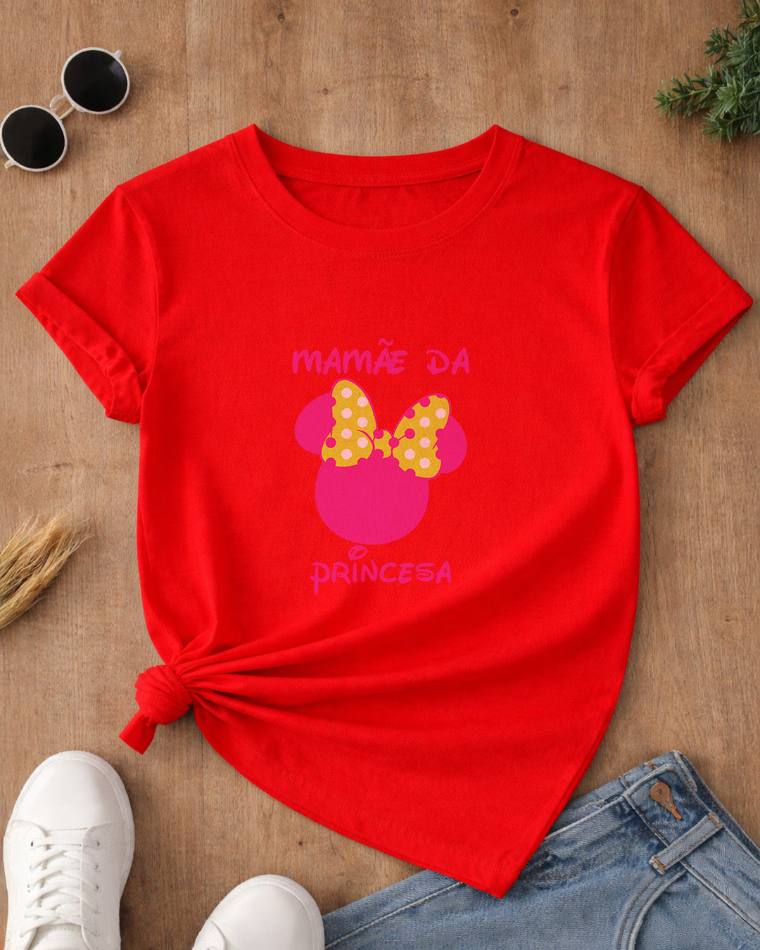 Camiseta Feminina 100% Algodão "Mamãe Da Princesa" Dia Das Mães