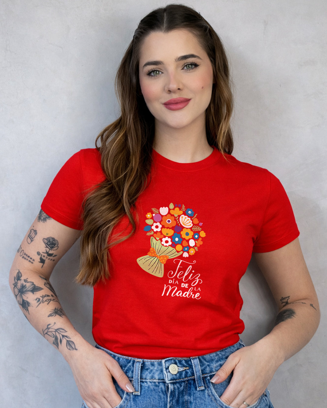 Camiseta Feminina 100% Algodão "Feliz Dia De La Madre" Dia Das Mães