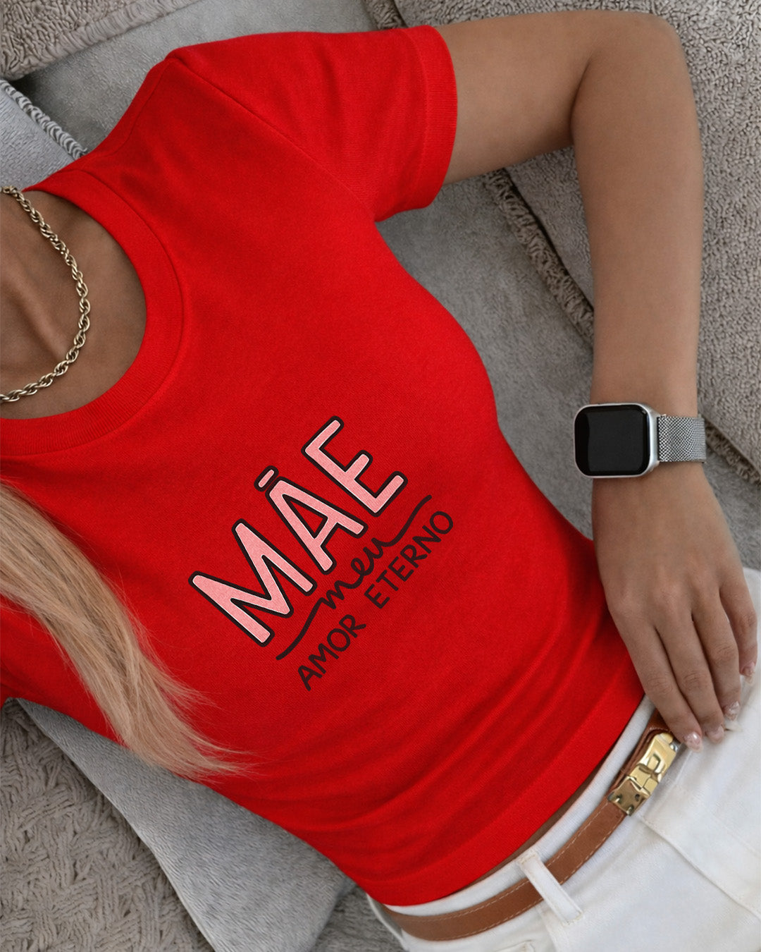 Camiseta 100% Algodão Feminina "Mãe Meu Amor Eterno" Dia Das Mães