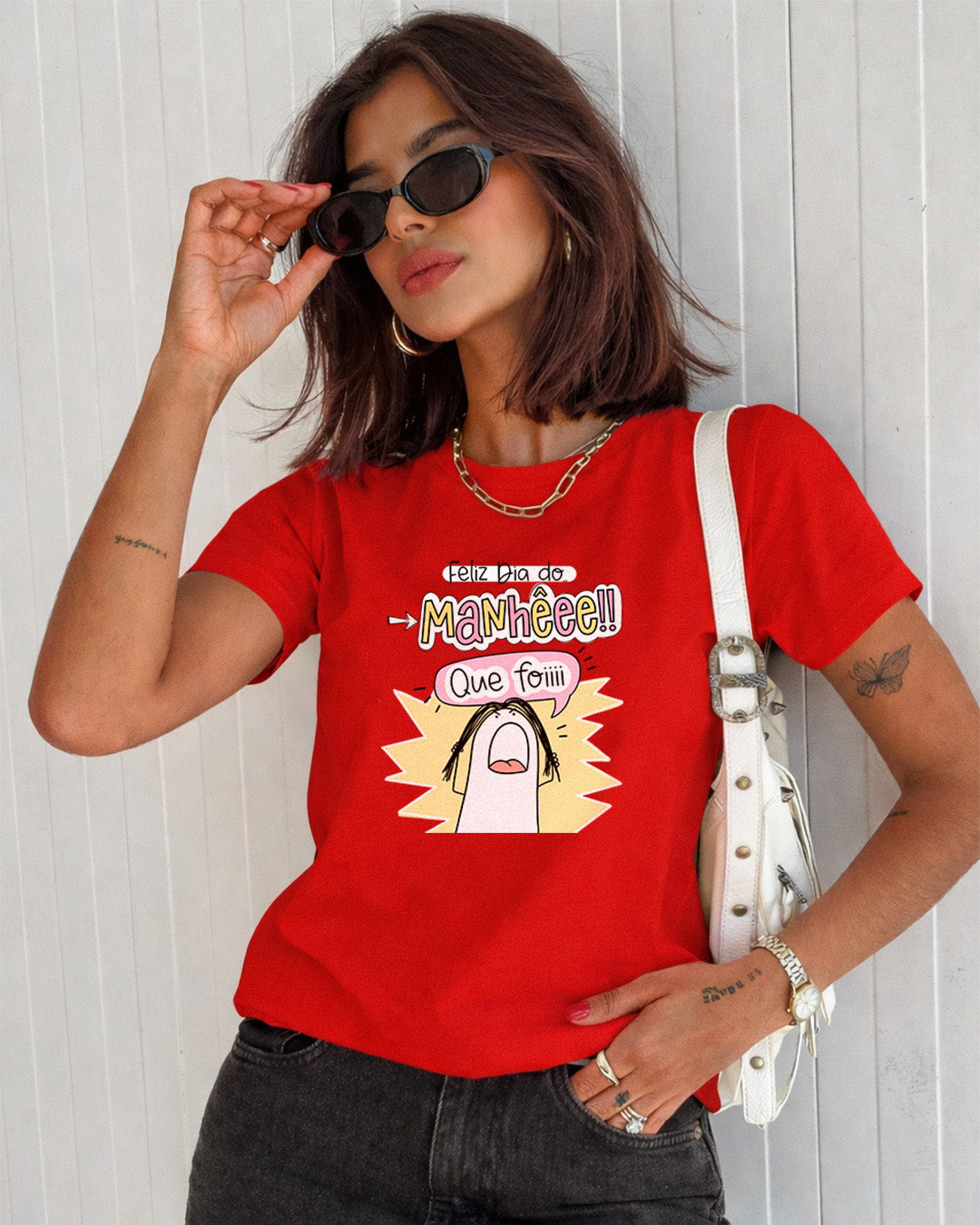 Camiseta Feminina 100% Algodão "Manhê Que Foi" Dia Das Mães