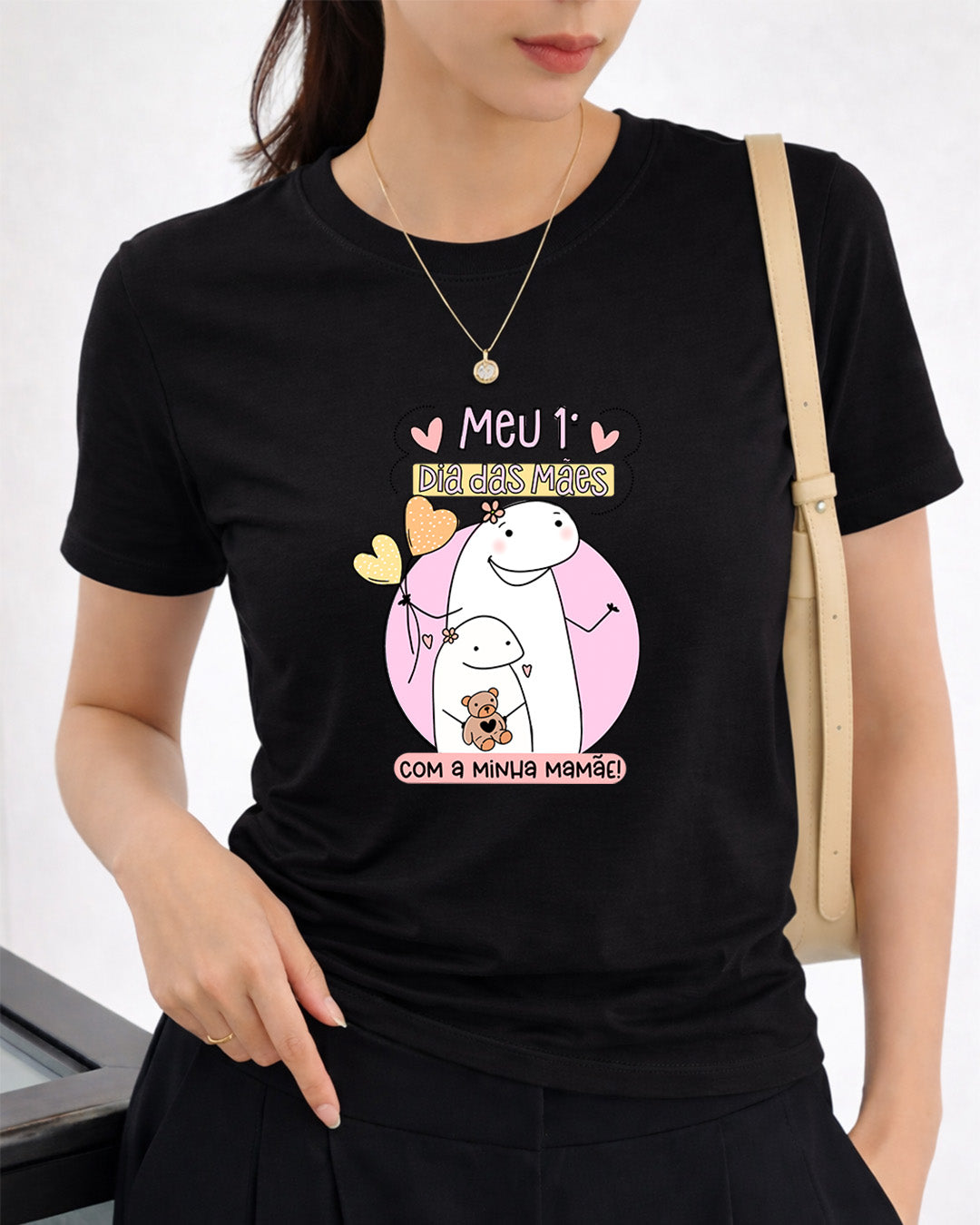 Camiseta Feminina 100% Algodão "Meu primeiro Dia Das Mães" Dia Das Mães