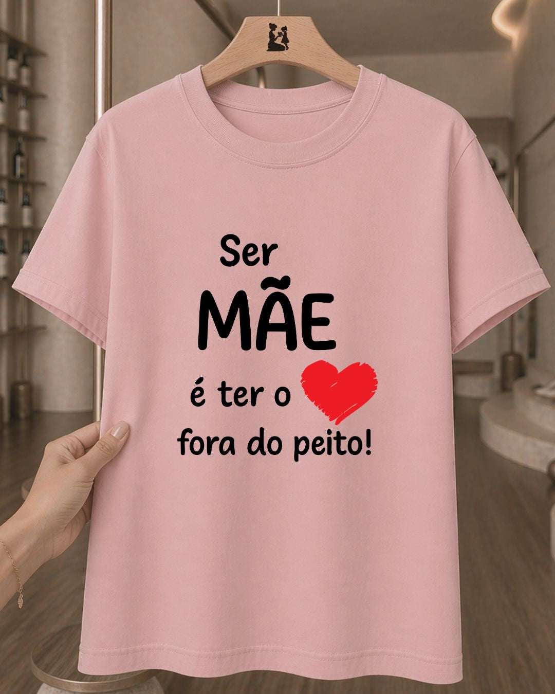 Camiseta Feminina Dia Das Mães "Coração Fora Do Peito" 100% Algodão