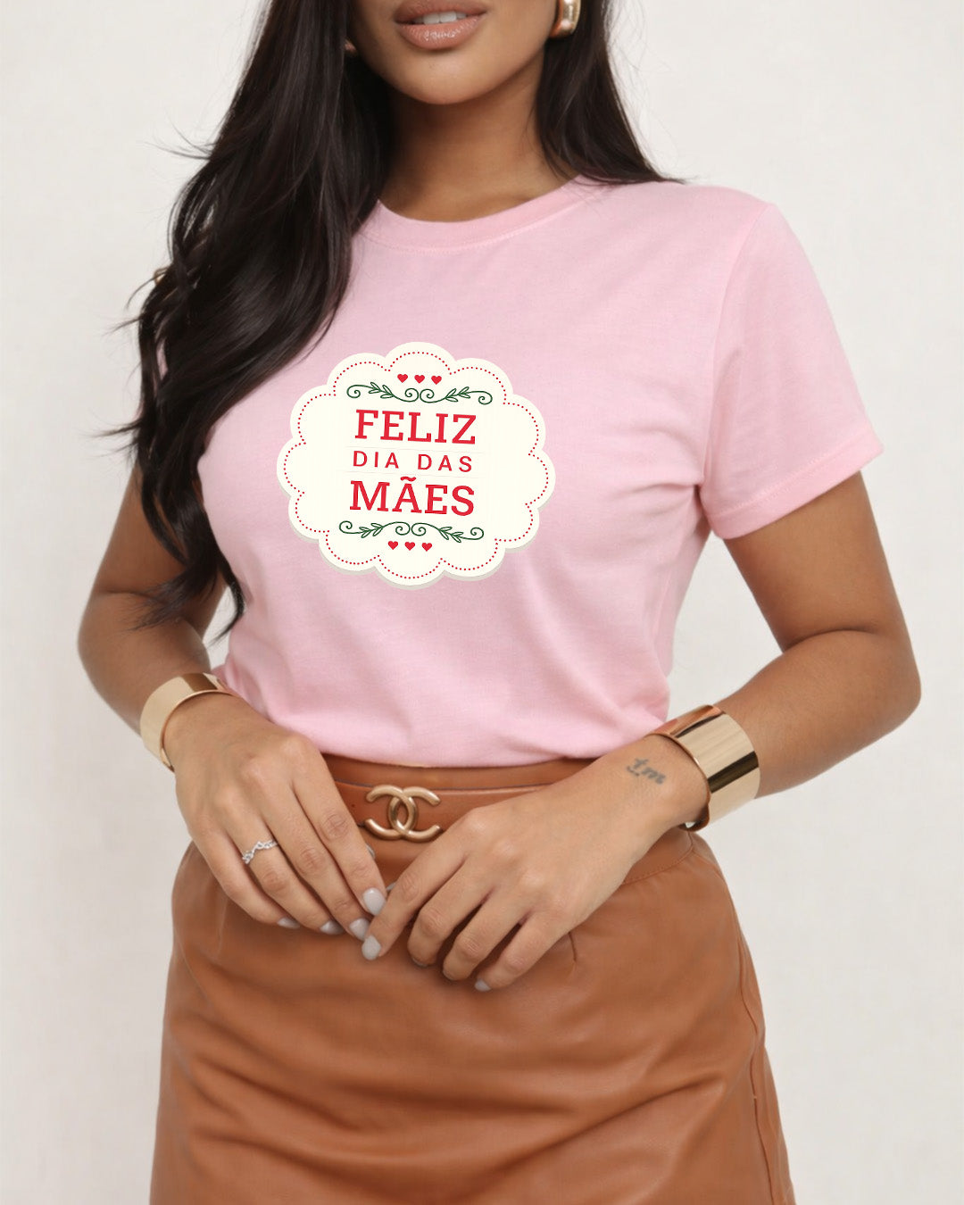 Camiseta Feminina 100% Algodão "Feliz Dia Das Mães Vintage" Dia Das Mães