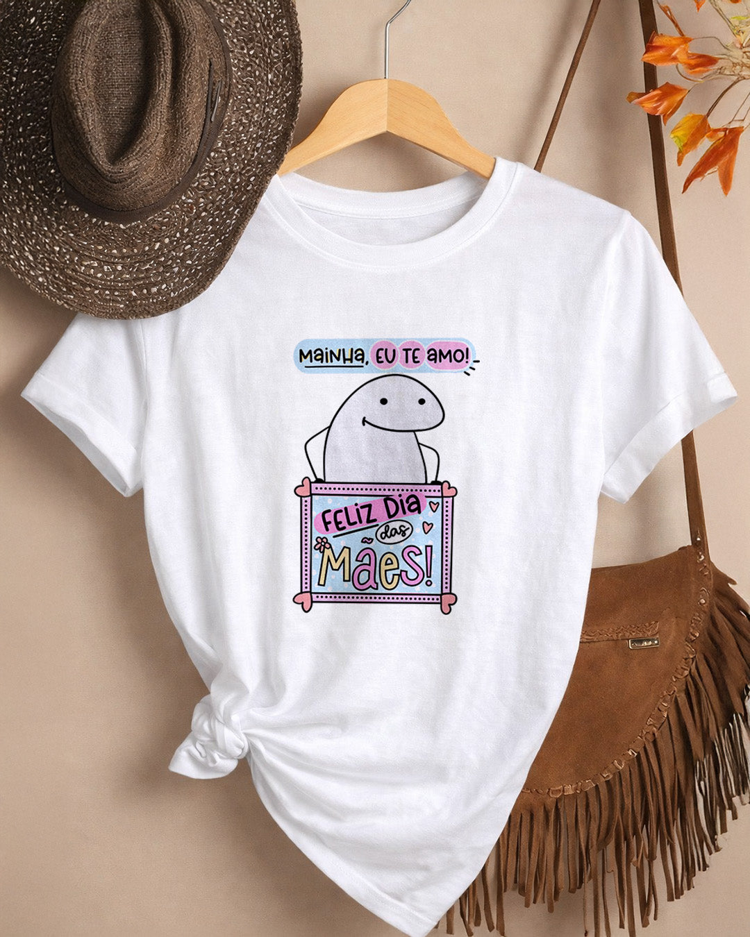 Camiseta Feminina 100% Algodão "Mainha Eu Te Amo" Dia Das Mães