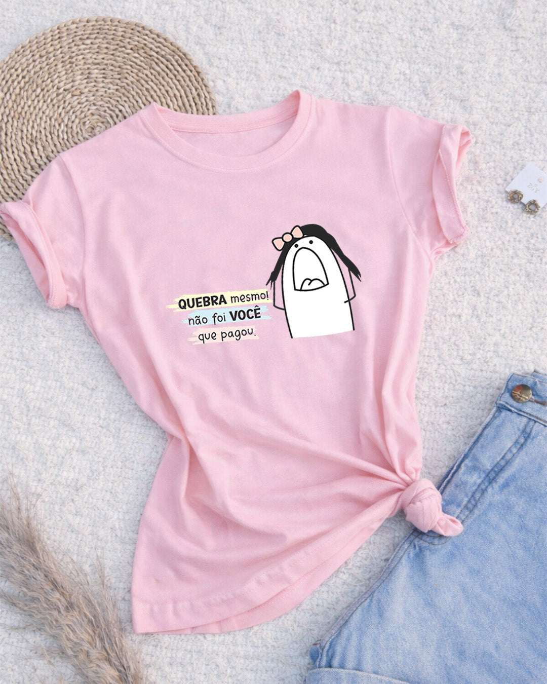 Camiseta Feminina 100% Algodão "Mãe Quebra Mesmo" Dia Das Mães