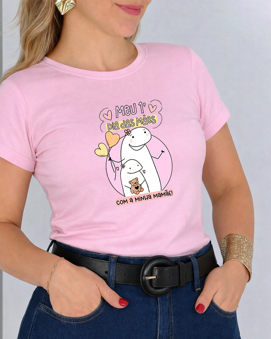 Camiseta Feminina 100% Algodão "Meu primeiro Dia Das Mães" Dia Das Mães