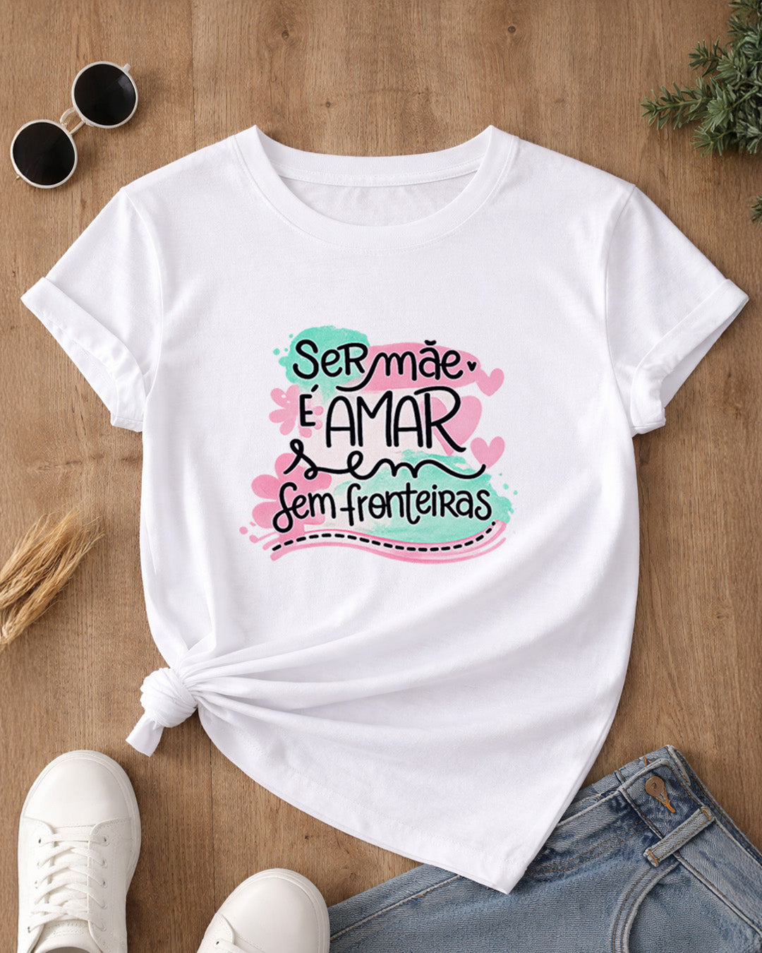 Camiseta Feminina 100% Algodão "Ser Mãe" Dia Das Mães