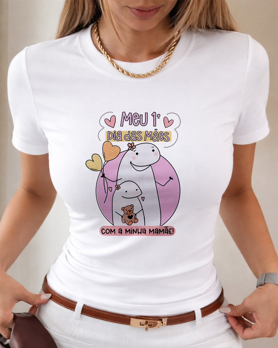 Camiseta Feminina 100% Algodão "Meu primeiro Dia Das Mães" Dia Das Mães