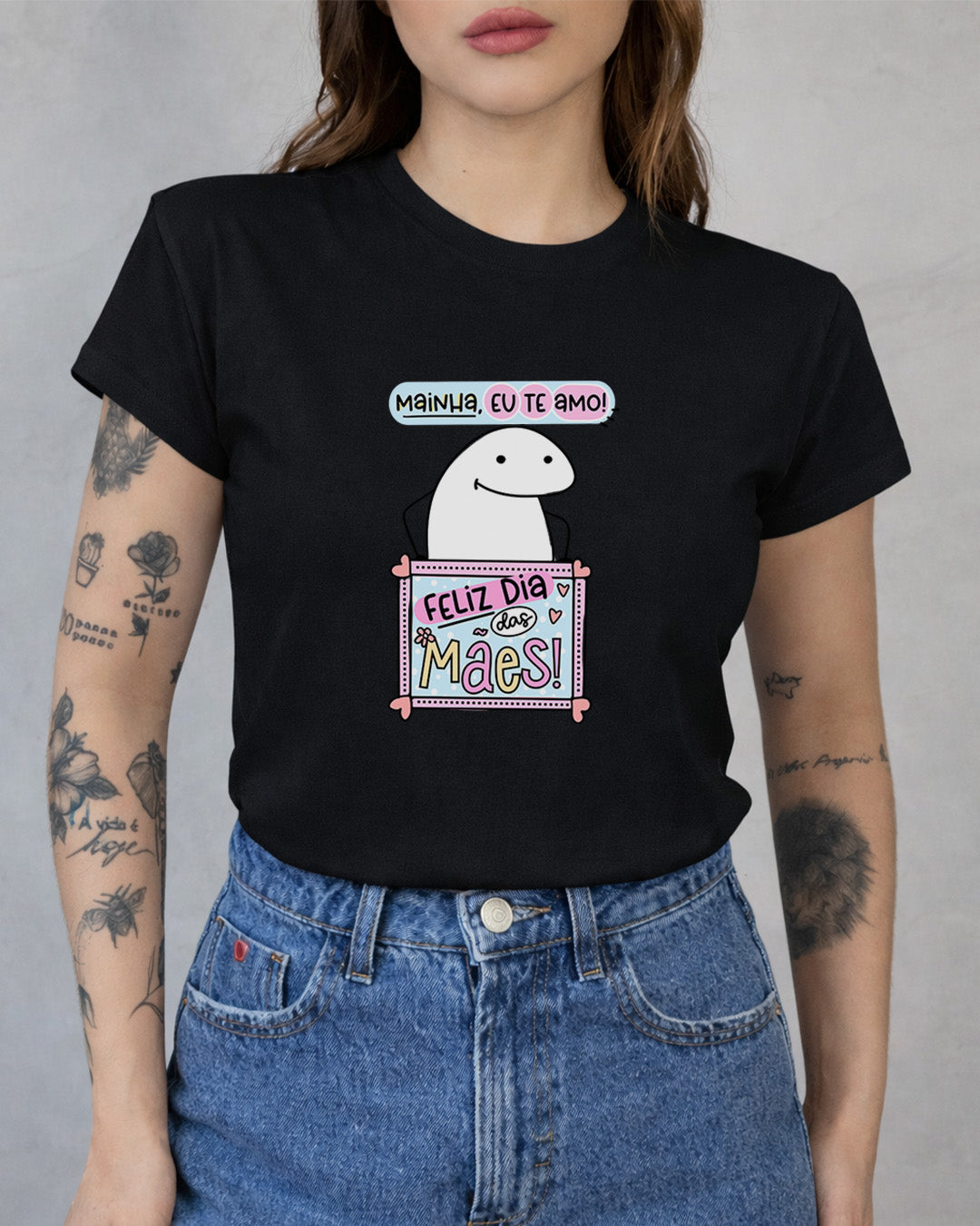 Camiseta Feminina 100% Algodão "Mainha Eu Te Amo" Dia Das Mães