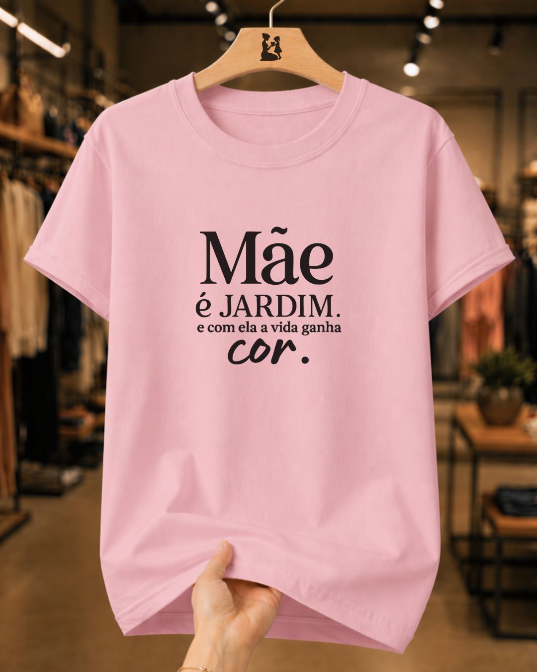 Camiseta Feminina 100% Algodão "Mãe É Jardim" Dia Das Mães