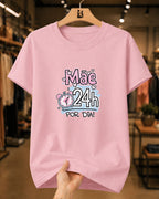 Camiseta Feminina 100% Algodão "Mãe 24h Por Dia" Dia Das Mães