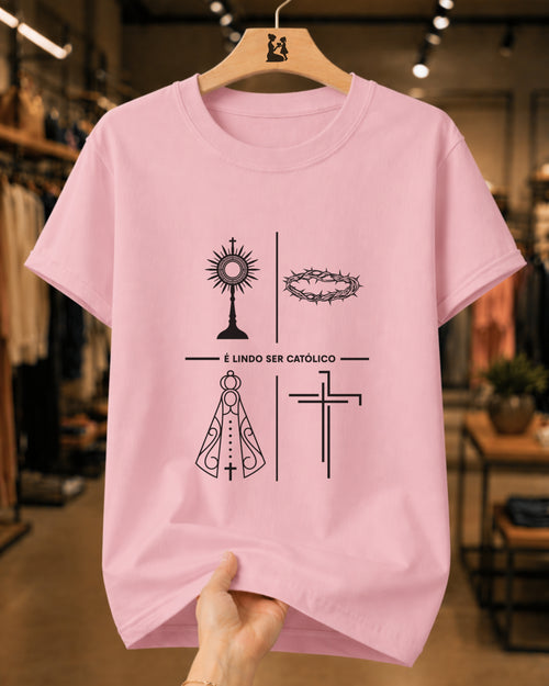 Camiseta Católica Estampa Fé Eucaristia