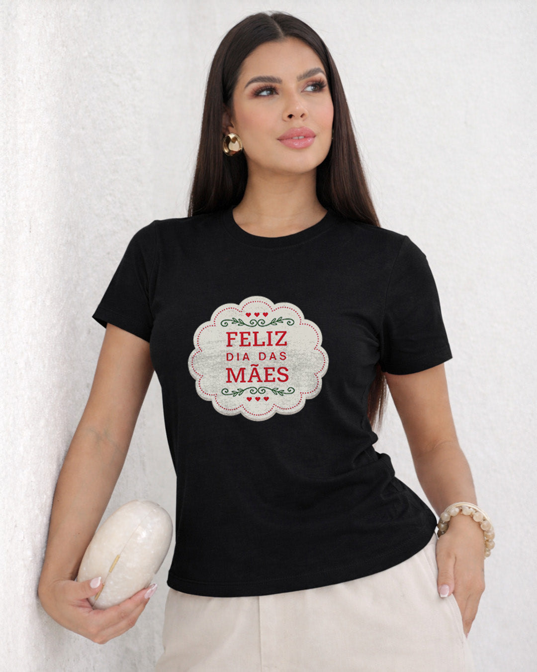 Camiseta Feminina 100% Algodão "Feliz Dia Das Mães Vintage" Dia Das Mães