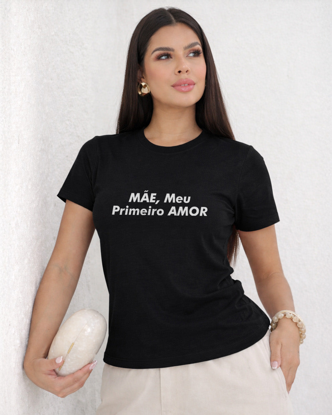 Camiseta Feminina 100% Algodão "Meu Primeiro Amor" Dia Das Mães